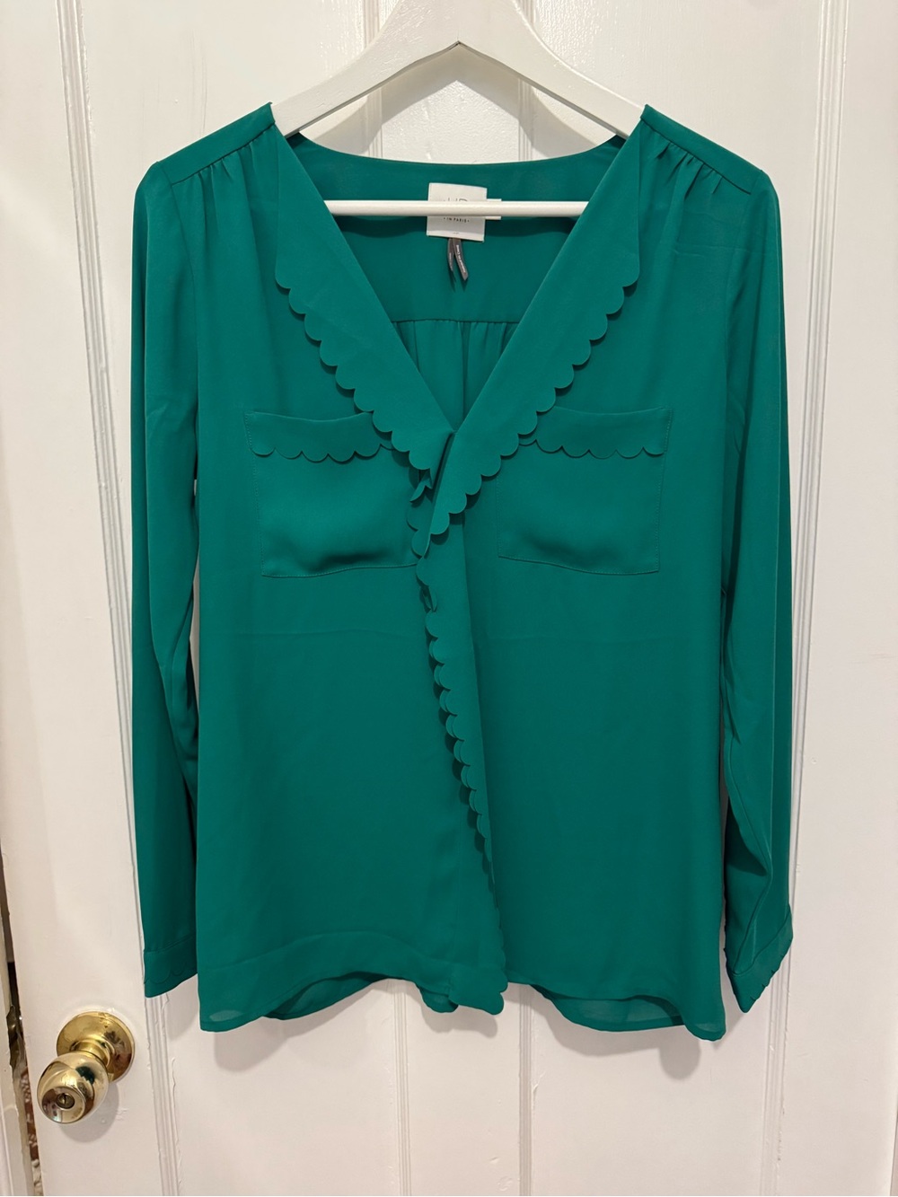 HD in Paris Green ruffle blouse